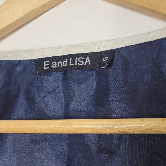 E And Lisa Navy Blue Cotton Linen Blend Zip Side Sleeveless Scoop Neck Dress 5 - Picture 7 of 11